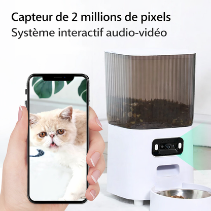 Distributeur automatique pour chat avec caméra HD WiFi et contrôle via application
