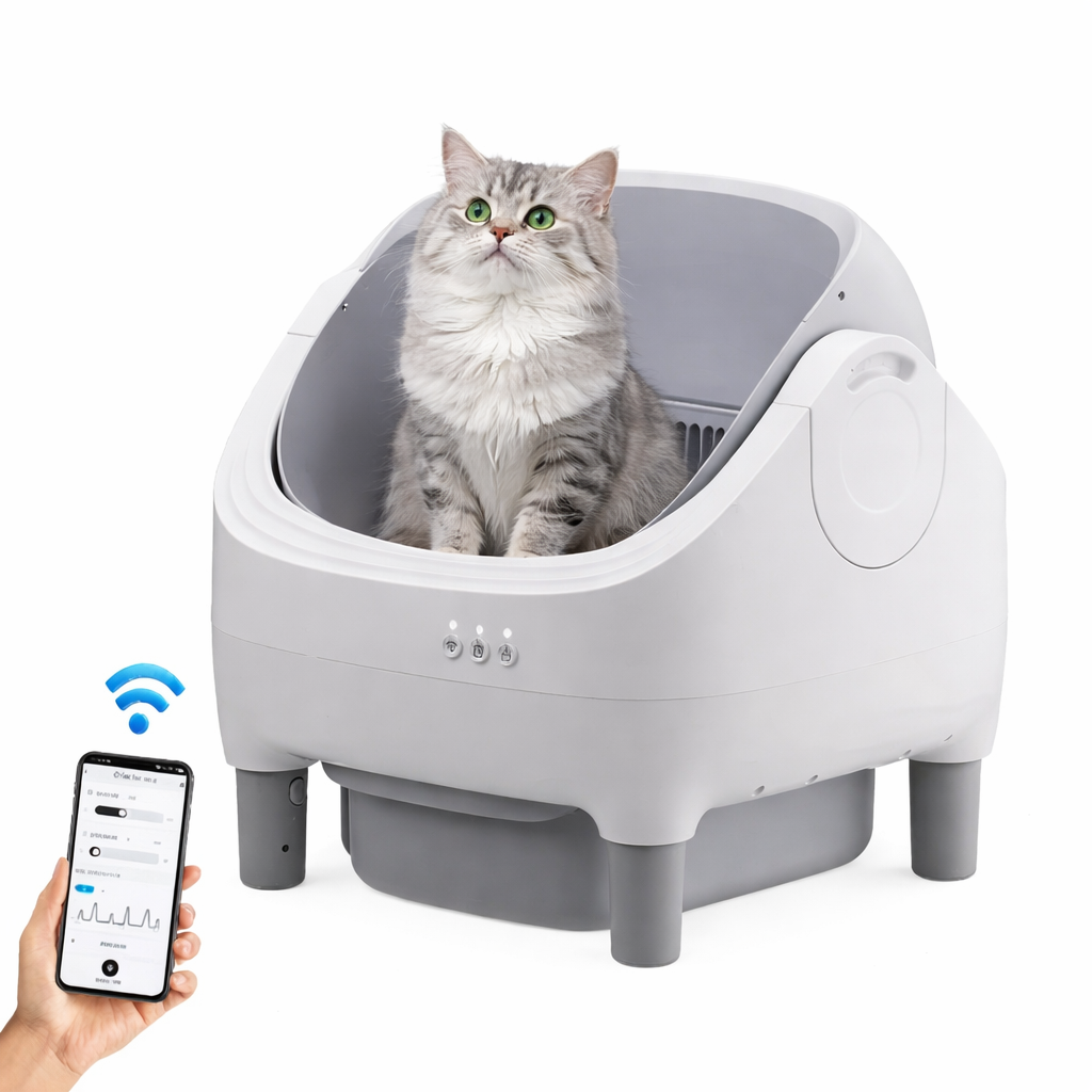 Litière automatique autonettoyante pour chat 76L connectée avec contrôle intelligent