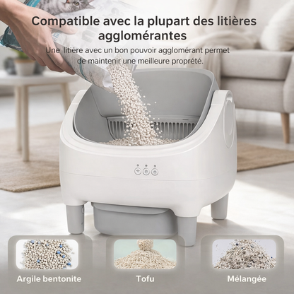 Litière automatique autonettoyante pour chat 76L connectée avec contrôle intelligent