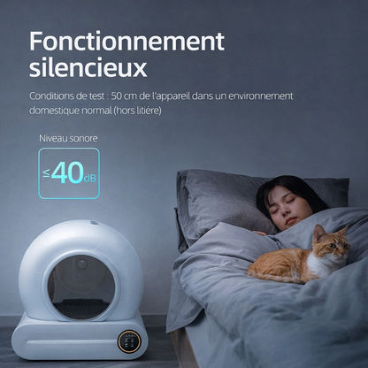 Litière automatique connectée grande capacité pour chat avec nettoyage intelligent