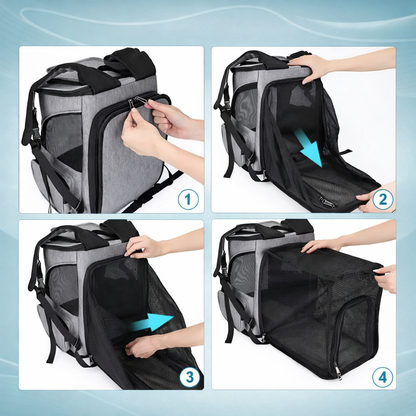 Sac à dos de transport pour chat et chien respirant extensible pour voyage