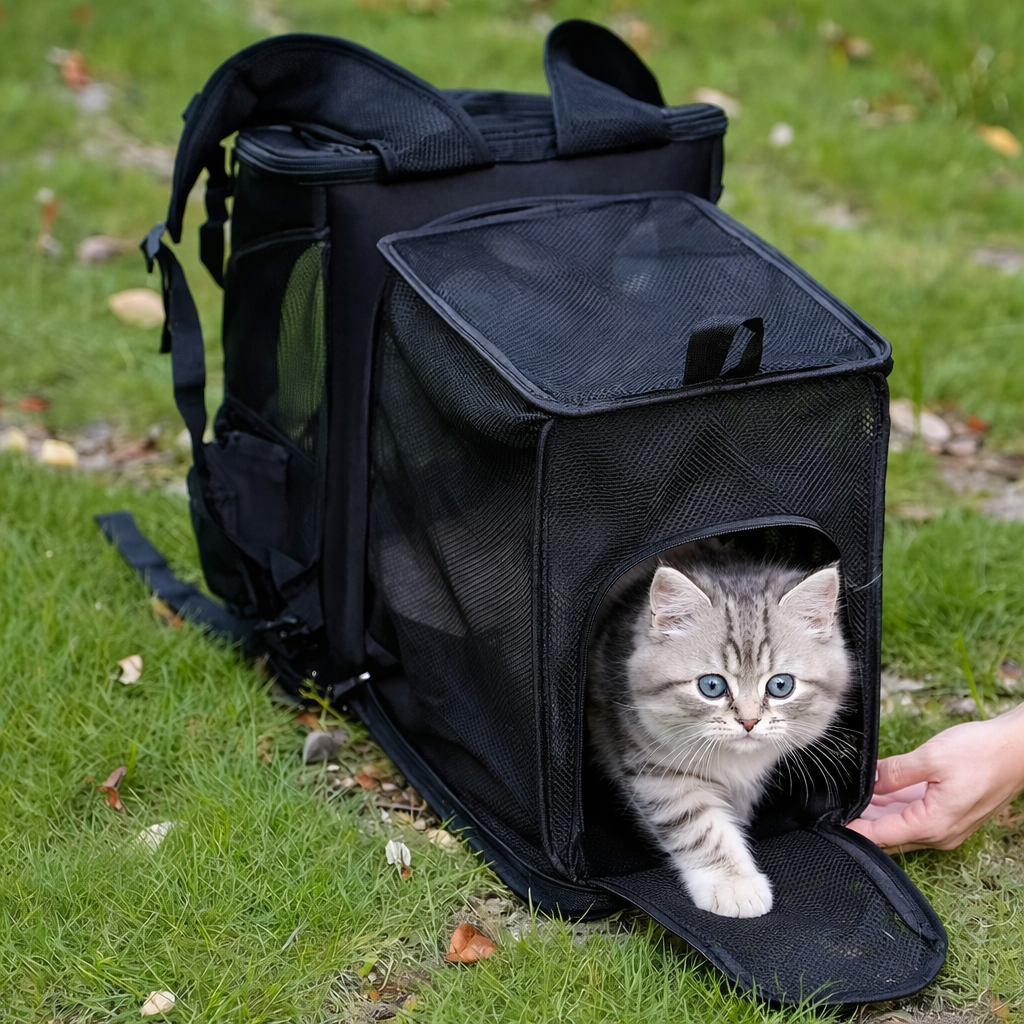 Sac à dos de transport pour chat et chien respirant extensible pour voyage