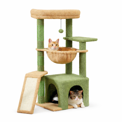 Arbre à chat 92 cm avec niche, hamac et griffoir pour chat d’intérieur