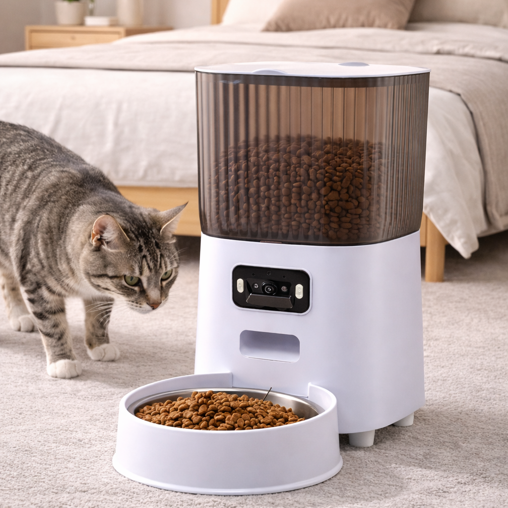 Distributeur automatique pour chat avec caméra HD WiFi et contrôle via application