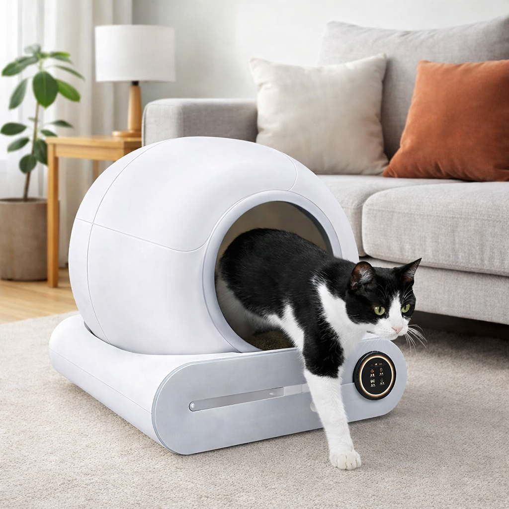 Litière automatique connectée grande capacité pour chat avec nettoyage intelligent