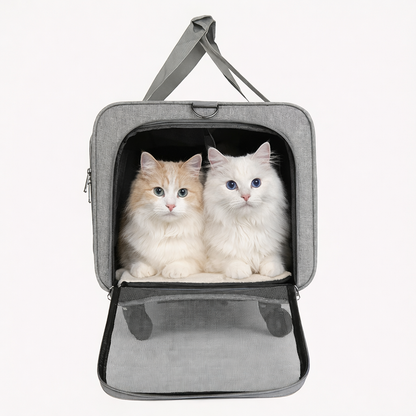 Sac de transport pour chat et chien à roulettes pliable avec poignée télescopique