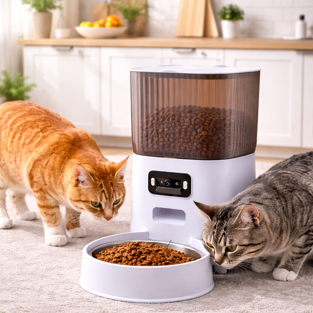 Distributeur automatique pour chat avec caméra HD WiFi et contrôle via application