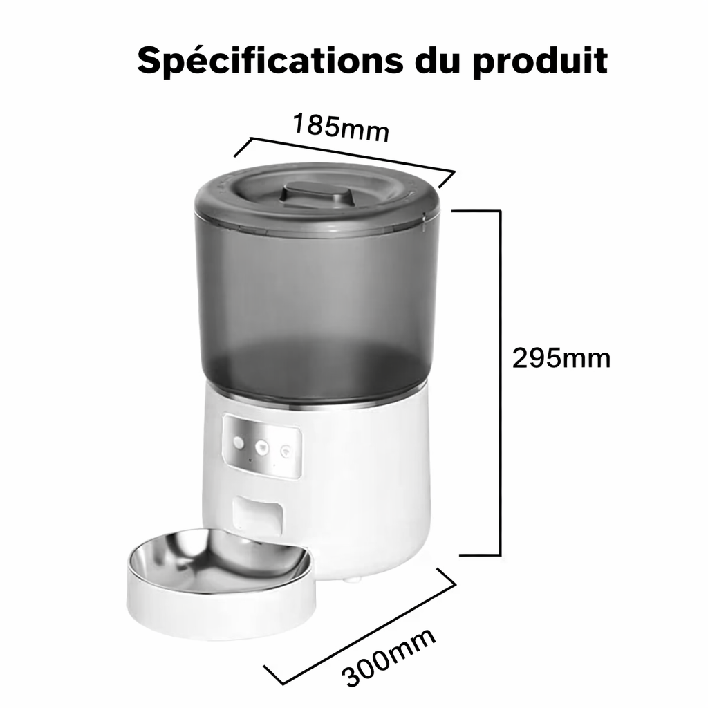Distributeur automatique de croquettes pour chat 4L programmable avec portions réglables