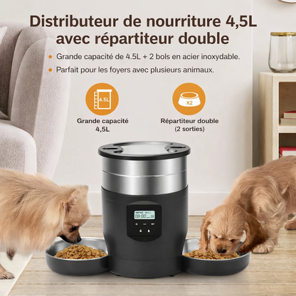 Distributeur automatique de croquettes pour chat 4.5L connecté avec application mobile