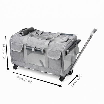Sac de transport pour chat et chien à roulettes pliable avec poignée télescopique